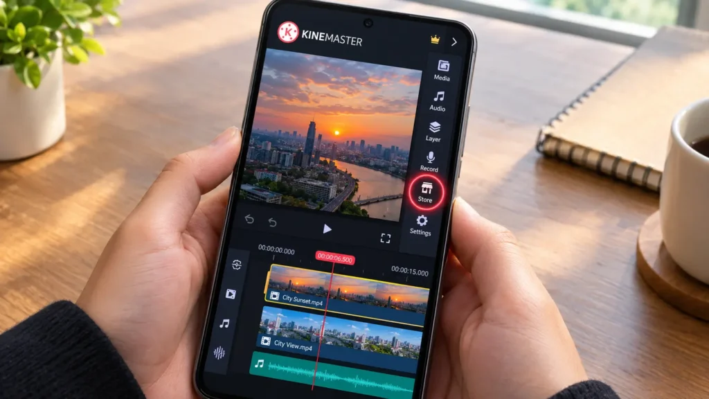 KineMaster transitions and effects comparison: fade, wipe, zoom, 3D and glitch